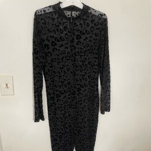Black cheetah mesh catsuit/jumpsuit